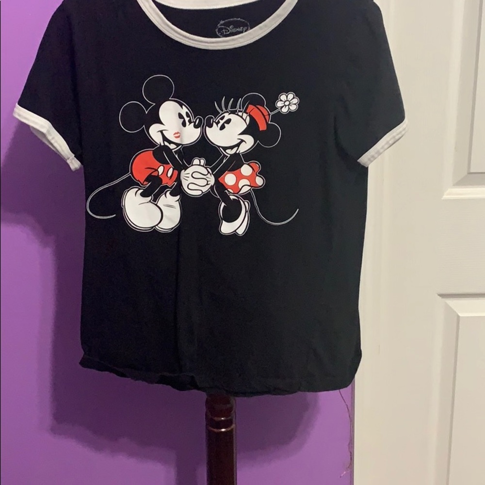 A Minnie and Mickey Mouse shirt.